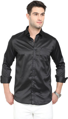 MOONBELL Men Solid Casual Black Shirt