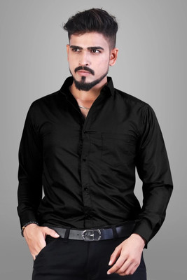 ALVIN ENTERPRISE Men Self Design Formal Black Shirt