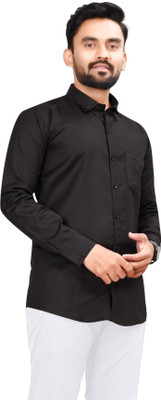 Ganesh Creation GC Men Solid Casual Black Shirt