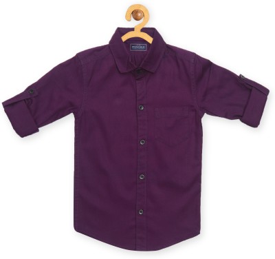 PROVOGUE Boys Solid Casual Purple Shirt