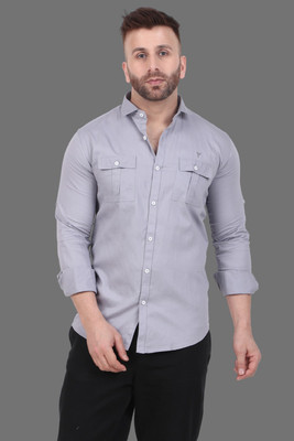 Last Exit Lifestyle Men Solid Casual Grey Shirt