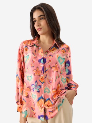 The Souled Store Women Printed Casual Pink Shirt