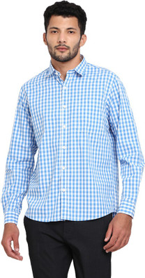 V-MART Men Checkered Casual Blue Shirt