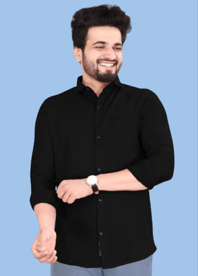 UWR Men Solid Casual Black Shirt