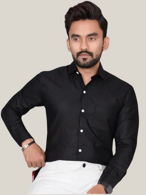 Jumii Enterprise Men Self Design Formal Black Shirt