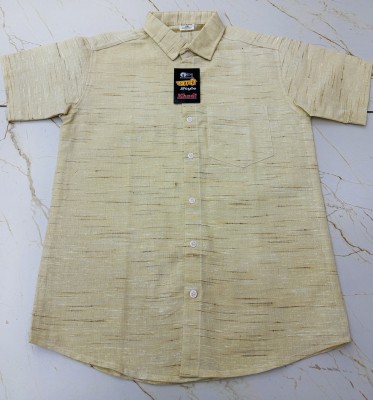 A A ENTERPRISES Men Self Design Casual Beige Shirt