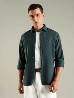 TOMMY HILFIGER Men Solid Casual Green Shirt