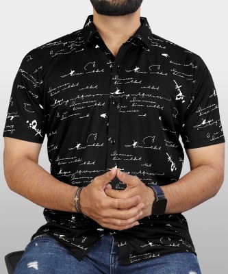 VeBNoR Men Printed Casual Black Shirt