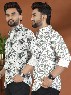 ADWYN PETER Men Printed Casual Multicolor Shirt(Pack of 2)