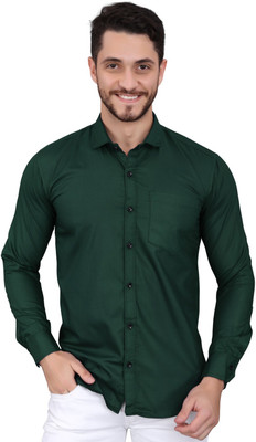GAZZY CREATION Men Solid Casual Dark Green Shirt