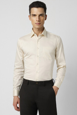 VAN HEUSEN Men Solid Formal Beige Shirt