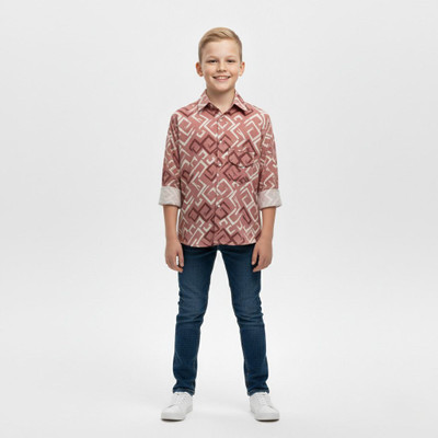 Som Boys Printed Casual Silver Shirt