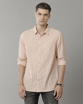VOI JEANS Men Self Design Casual Beige Shirt