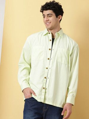 THOMAS SCOTT Men Solid Casual Green Shirt