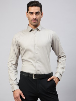 Club York Men Solid Formal Grey Shirt