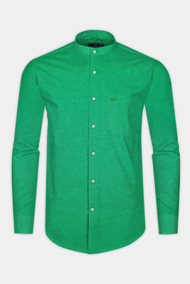 HOC Men Solid Formal Green Shirt