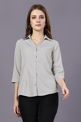 DOLVIA Women Solid Formal Grey Shirt