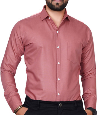 Tyzlo Men Solid Formal Pink Shirt