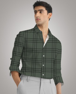 TRISHULFASHION Men Printed Casual Dark Green Shirt