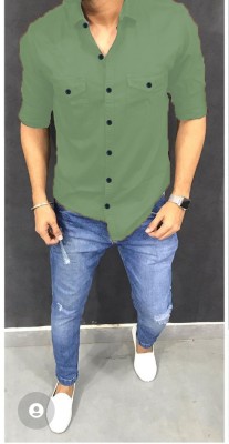 Noorify Men Solid Casual Green Shirt