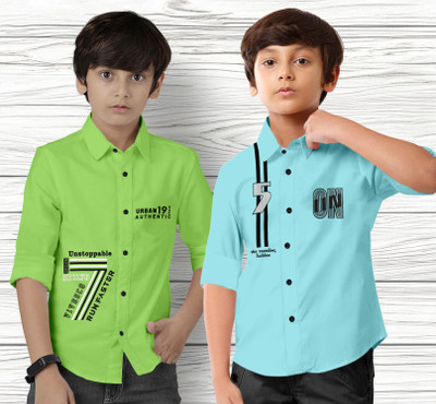 MBF66 Boys Printed Casual Multicolor Shirt(Pack of 2)