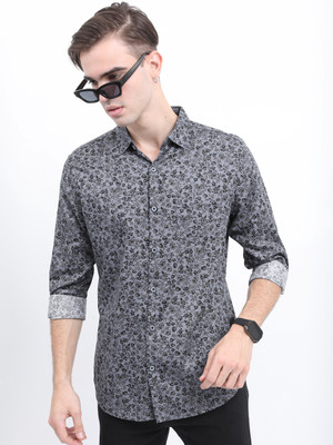 HIGHLANDER Men Printed Casual Grey Shirt
