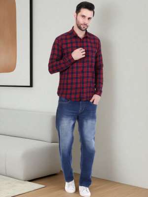 Marc Luarente Men Checkered Casual Red, Blue Shirt
