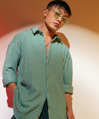 CAMPUS SUTRA Men Checkered Casual Light Green Shirt