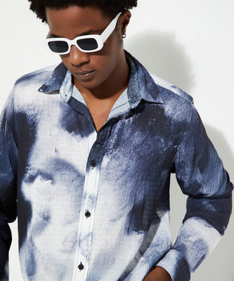 MAX Men Dyed/Ombre Casual Blue Shirt