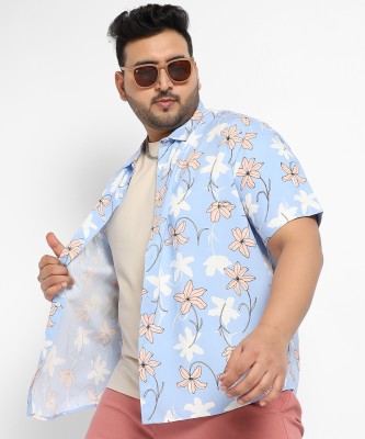 Instafab Plus Men Printed Casual Blue Shirt