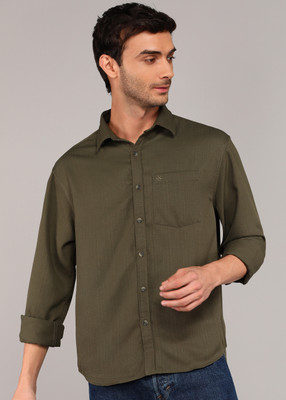 WROGN Men Solid Casual Green Shirt