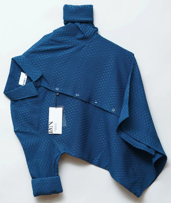 N AND J Men Self Design Casual Blue Shirt