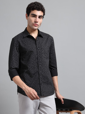 Proword Men Printed Casual Black Shirt