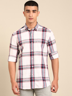 CAVALLO BY LINEN CLUB Men Checkered Casual White Shirt