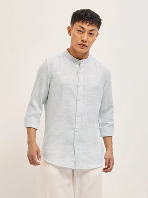 THE BEAR HOUSE Men Solid Casual Light Blue Shirt
