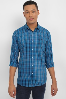 Allen Solly Men Checkered Casual Blue, White, Dark Blue Shirt