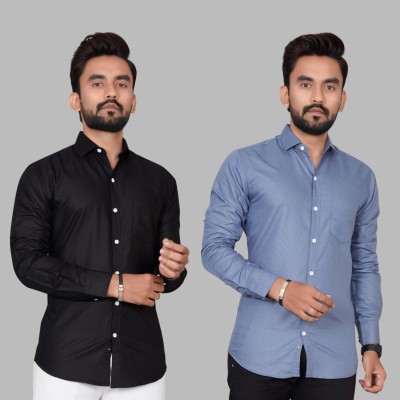 METRONAUT Men Solid Casual Multicolor Shirt(Pack of 2)