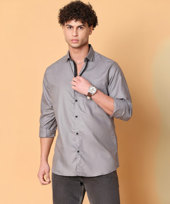 Tanip Men Solid Casual Grey Shirt