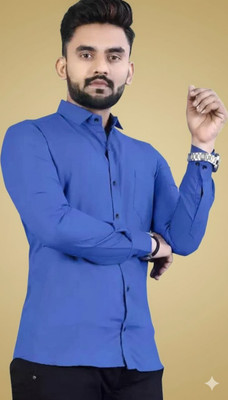 RJSFASHION Men Solid Casual Blue Shirt