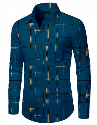 Rudraay Enterprise Men Printed Casual Blue, Gold, White Shirt