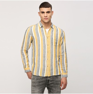 Pepe Jeans Men Striped Casual Yellow, White, Grey Shirt