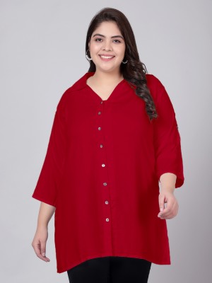 indietoga Women Solid Casual Red Shirt