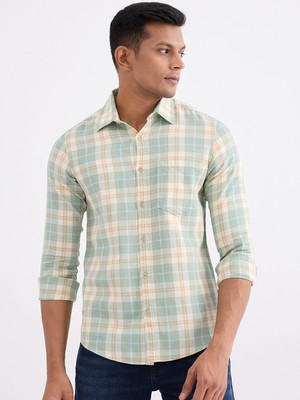 Spykar Men Checkered Casual Green Shirt