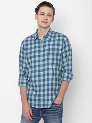 American Eagle Outfitters Men Checkered Casual Blue Shirt