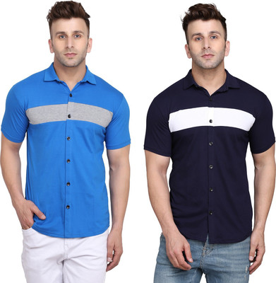 GEUM Men Solid Casual Multicolor Shirt(Pack of 2)