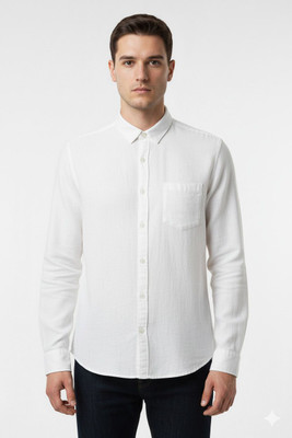 The Candid Company Men Solid Casual White Shirt