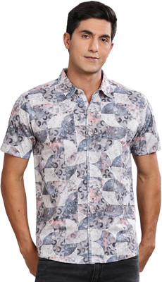 Bullmer Men Printed Casual Grey Shirt