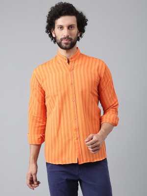 KLOSET BY RIAG Men Striped Casual Orange Shirt