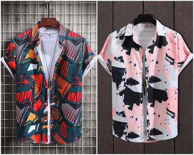 Marmic Fab Men Printed Casual Multicolor Shirt(Pack of 2)