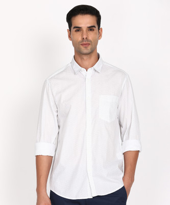 INDIAN TERRAIN Men Printed Casual White Shirt